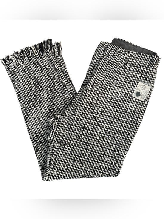 Free People Pants - Free People Houndstooth Fringe Hem Pants Size 12 NWT Black White Preppy